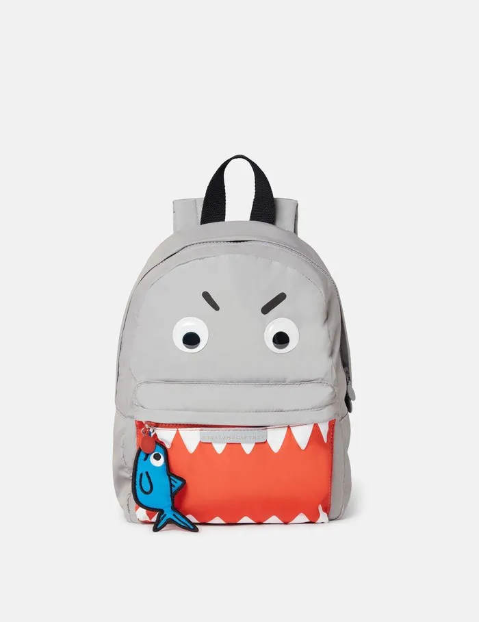 Stella McCartney Shoes And Accessories Kids Shark Print Backpack Grey