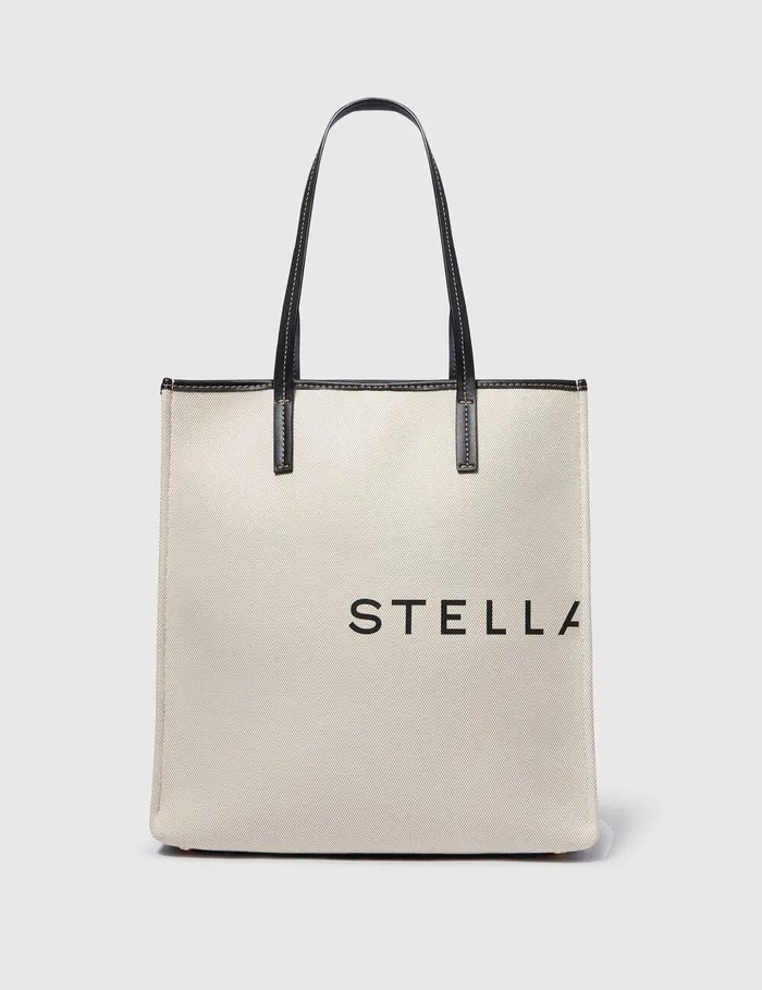 Stella McCartney Shoulder Bags Women SMC Canvas Large Tote Bag Ecru And Black