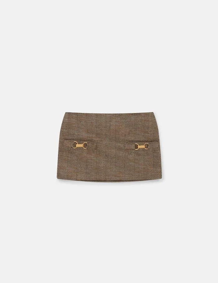 Stella McCartney Skirts Women ClaspEmbellished MidRise Mini Skirt Chestnut Herringbone Stella McCartney Skirts Women ClaspEmbellished MidRise Mini Skirt Chestnut Herringbone