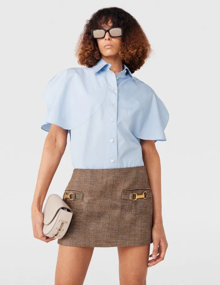 Stella McCartney Skirts Women ClaspEmbellished MidRise Mini Skirt Chestnut Herringbone Stella McCartney Skirts Women ClaspEmbellished MidRise Mini Skirt Chestnut Herringbone