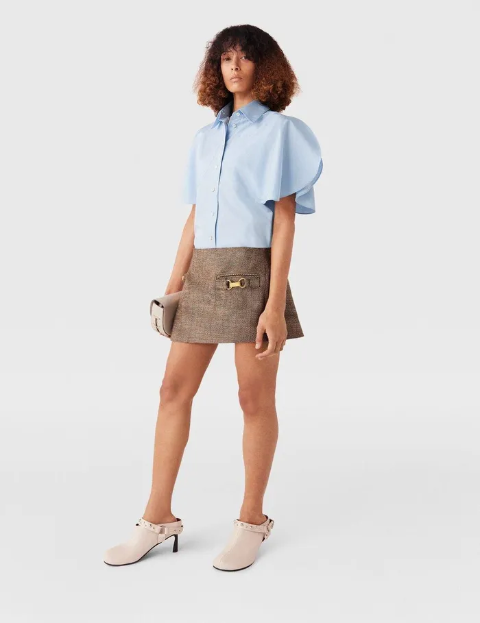 Stella McCartney Skirts Women ClaspEmbellished MidRise Mini Skirt Chestnut Herringbone Stella McCartney Skirts Women ClaspEmbellished MidRise Mini Skirt Chestnut Herringbone