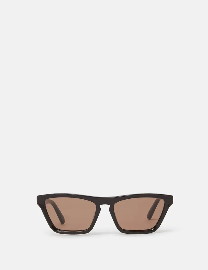Stella McCartney Sunglasses Women Rectangular CatEye Sunglasses Translucent Dark Chocolate And Gold