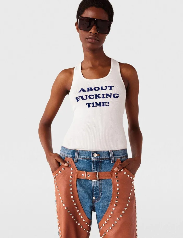Stella McCartney Sweatshirts And TShirts Women About Fucking Time Tank Top Pure White Stella McCartney Sweatshirts And TShirts Women About Fucking Time Tank Top Pure White