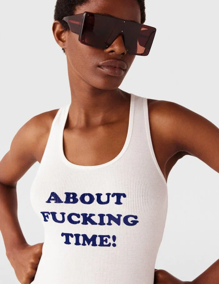 Stella McCartney Sweatshirts And TShirts Women About Fucking Time Tank Top Pure White Stella McCartney Sweatshirts And TShirts Women About Fucking Time Tank Top Pure White