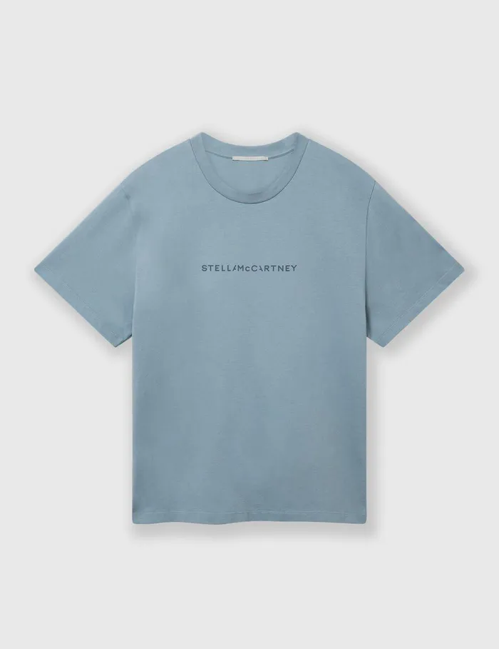 Stella McCartney Sweatshirts And TShirts Women Logo Oversized Cotton TShirt Mineral Blue Stella McCartney Sweatshirts And TShirts Women Logo Oversized Cotton TShirt Mineral Blue