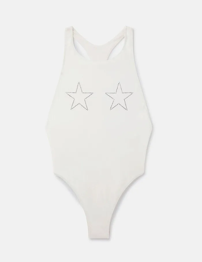 Stella McCartney Swimwear Women Diamant Star Racerback Swimsuit Ivory