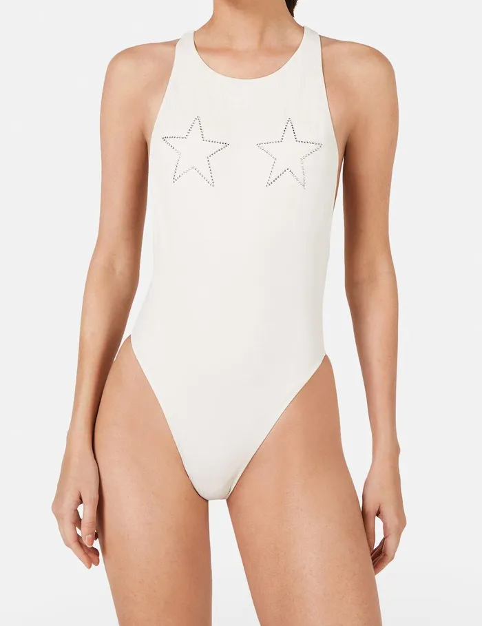 Stella McCartney Swimwear Women Diamant Star Racerback Swimsuit Ivory Stella McCartney Swimwear Women Diamant Star Racerback Swimsuit Ivory