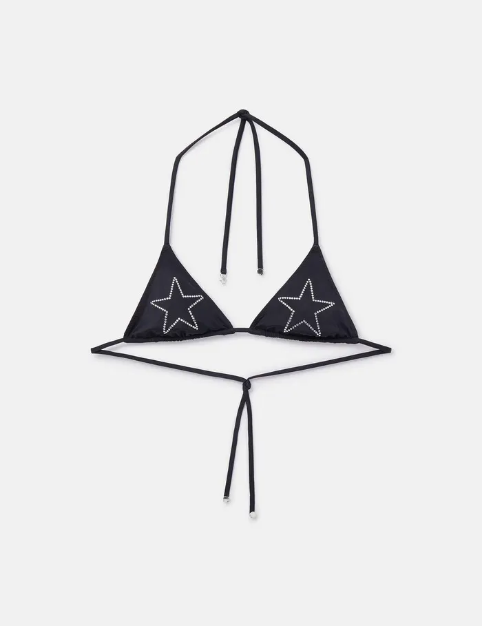 Stella McCartney Swimwear Women Diamant Star Triangle Bikini Top Black