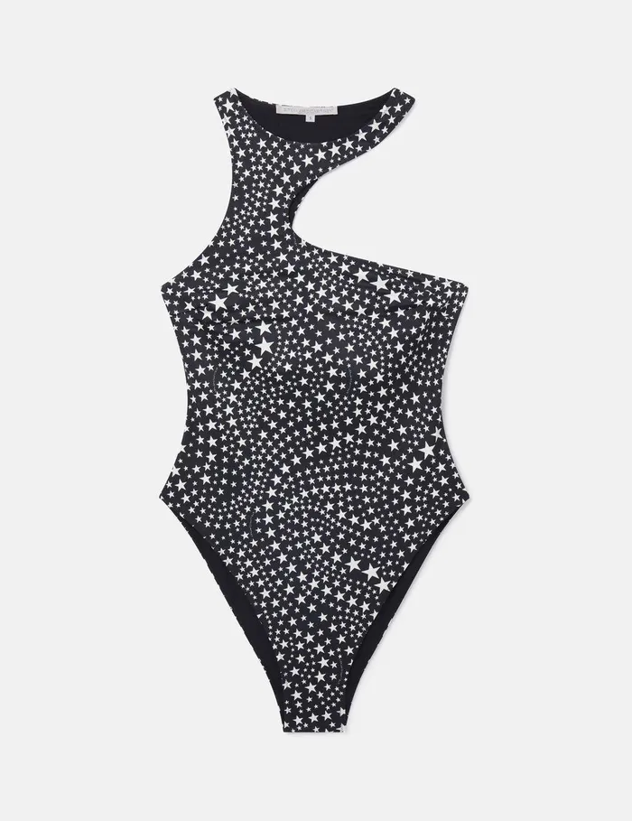 Stella McCartney Swimwear Women Star Print CutOut Swimsuit Blackivory