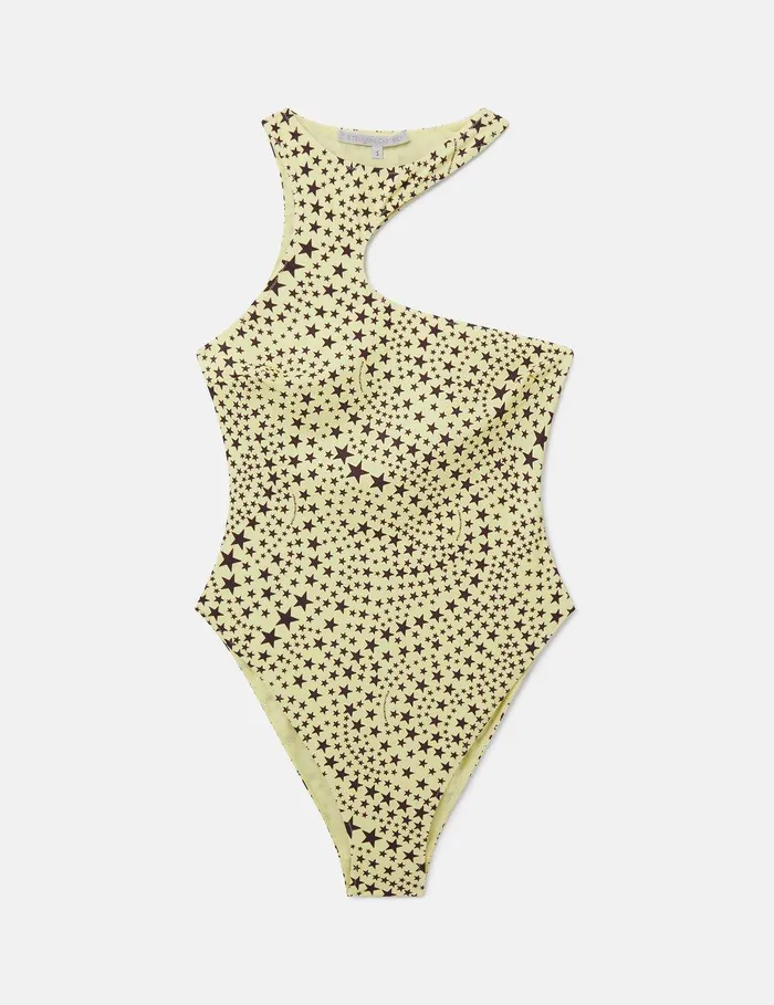 Stella McCartney Swimwear Women Star Print CutOut Swimsuit Blackivory Stella McCartney Swimwear Women Star Print CutOut Swimsuit Blackivory