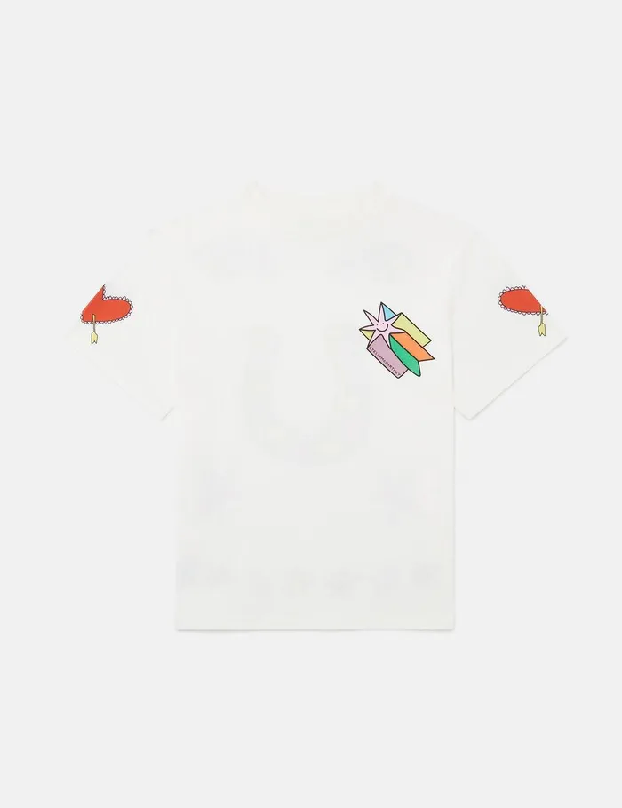 Stella McCartney TShirts And Tops Kids Shooting Stars Graphic TShirt Ivory