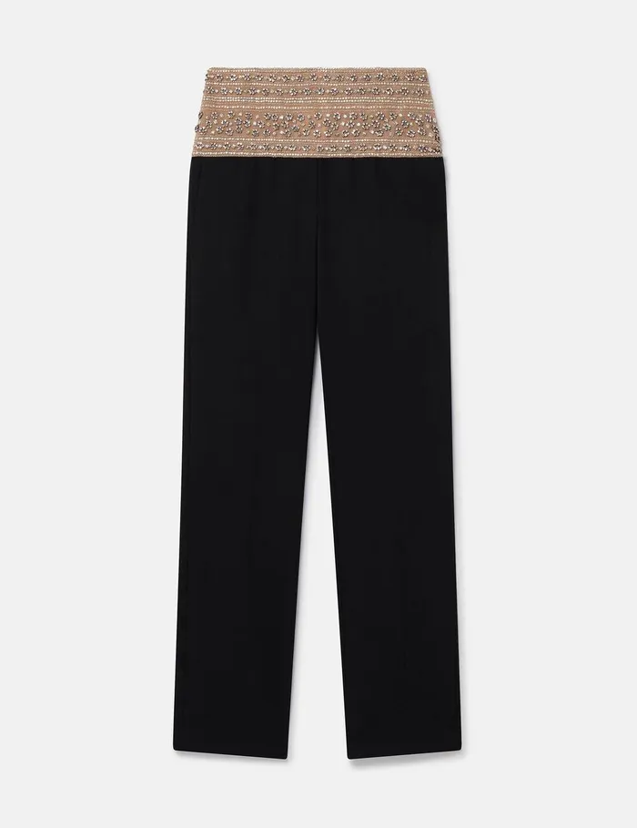 Stella McCartney Tailoring Women CrystalEmbellished Wool Trousers Midnight Black Stella McCartney Tailoring Women CrystalEmbellished Wool Trousers Midnight Black