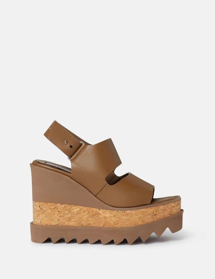 Stella McCartney Wedges Women Elyse Alter Mat Platform Sandals Pecan Brown