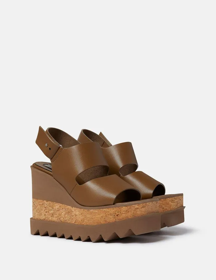 Stella McCartney Wedges Women Elyse Alter Mat Platform Sandals Pecan Brown Stella McCartney Wedges Women Elyse Alter Mat Platform Sandals Pecan Brown