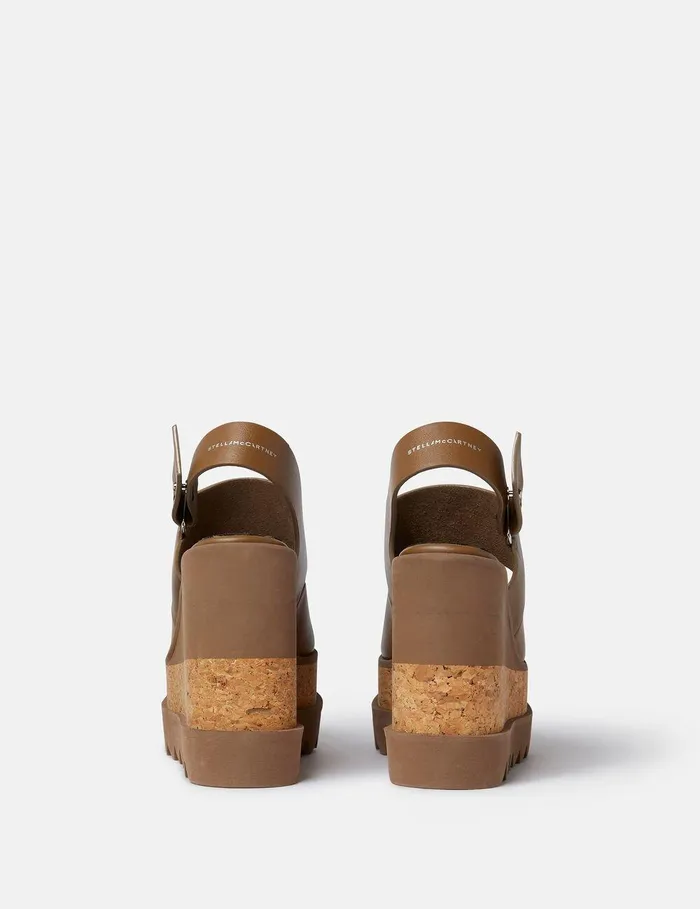 Stella McCartney Wedges Women Elyse Alter Mat Platform Sandals Pecan Brown Stella McCartney Wedges Women Elyse Alter Mat Platform Sandals Pecan Brown