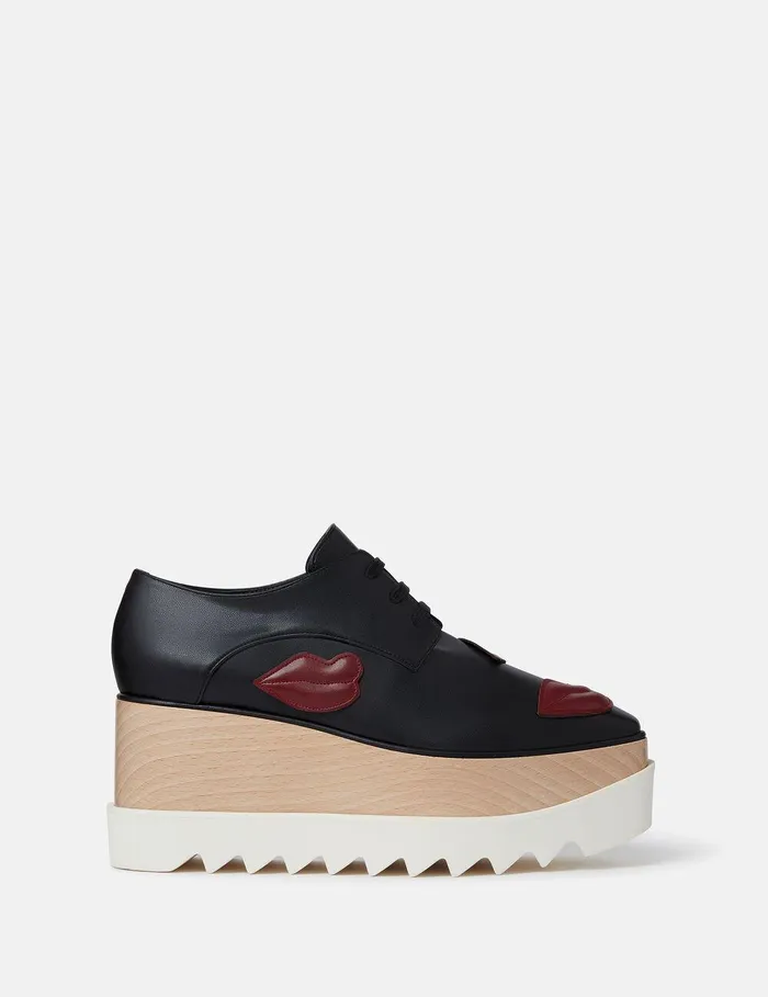 Stella McCartney Wedges Women Elyse Lip Appliqu Platform Shoes Black