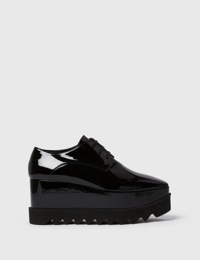 Stella McCartney Wedges Women Limited Edition Elyse Monochrome Platforms Glossy Black Stella McCartney Wedges Women Limited Edition Elyse Monochrome Platforms Glossy Black