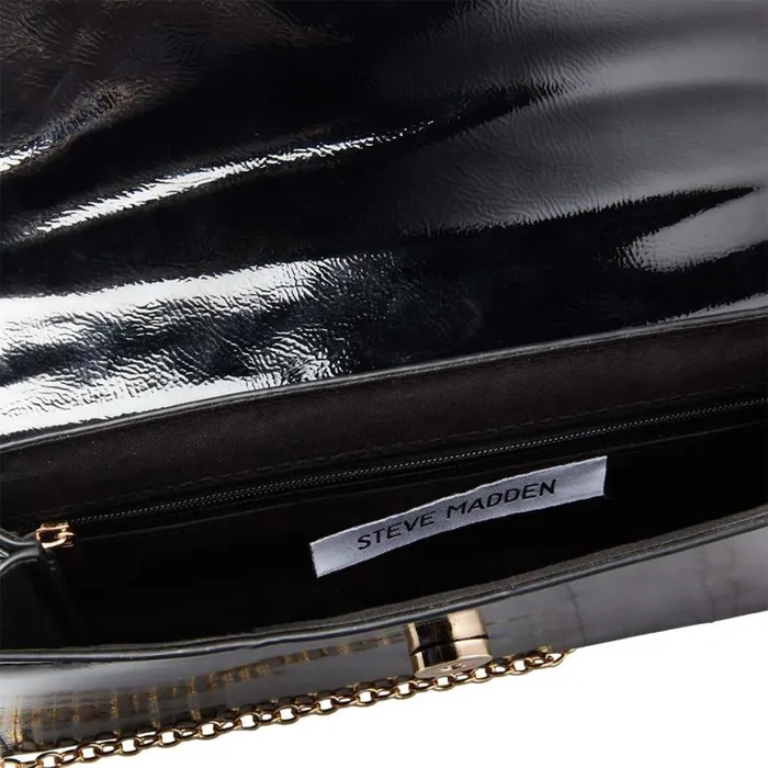 Steve Madden Bworldly Black Patent Womens Shoulder Bags