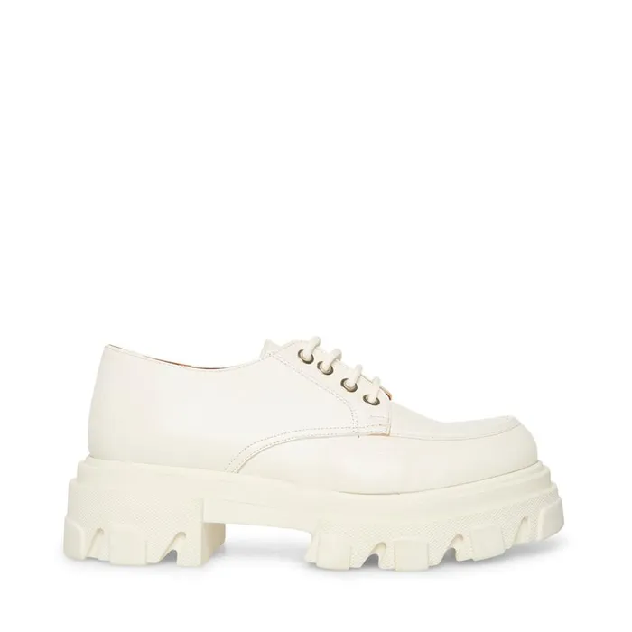 Steve Madden Helga White Leather Womens Loafers