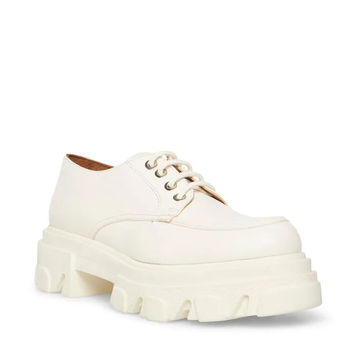 Steve Madden Helga White Leather Womens Loafers