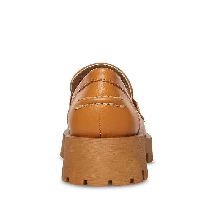 Steve Madden Lawrence Cognac Leather Womens Loafers