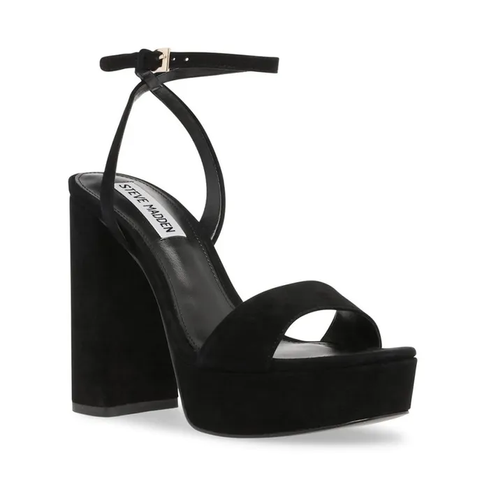 Steve Madden Lessa Black Suede Womens Heels