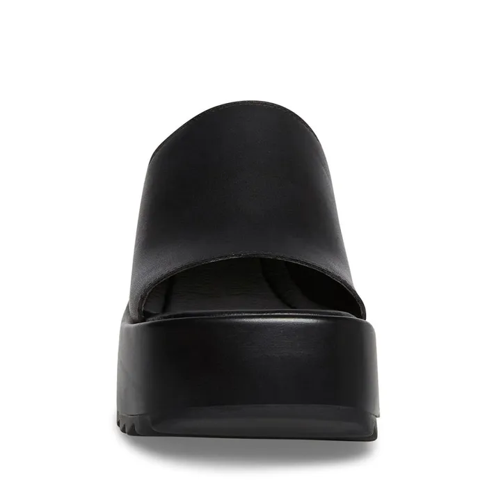 Steve Madden Pepe30 Black Leather Womens Mules