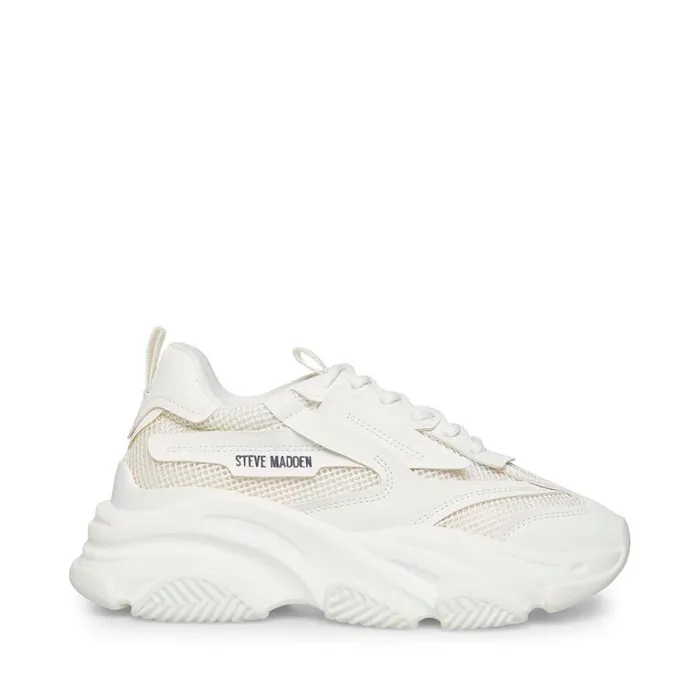 Steve Madden Possession White Womens Sneakers