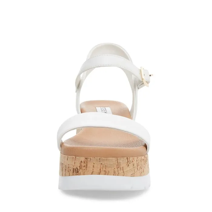 Steve Madden Roselita White Leather Womens Wedges