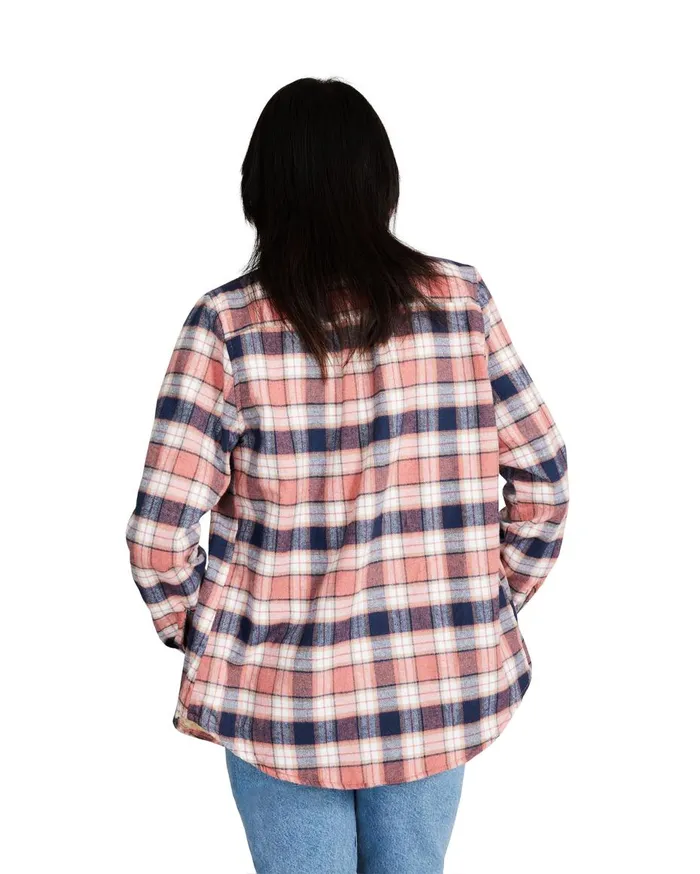 Steve Madden Teddy Lined Flannel Pink Womens Tops Steve Madden Teddy Lined Flannel Pink Womens Tops
