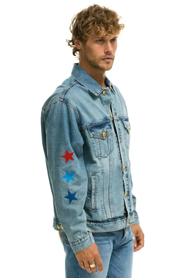 Stoked Oversized Concert Denim Jacket 8211 Vintage WomenMen Aviator Nation Denim