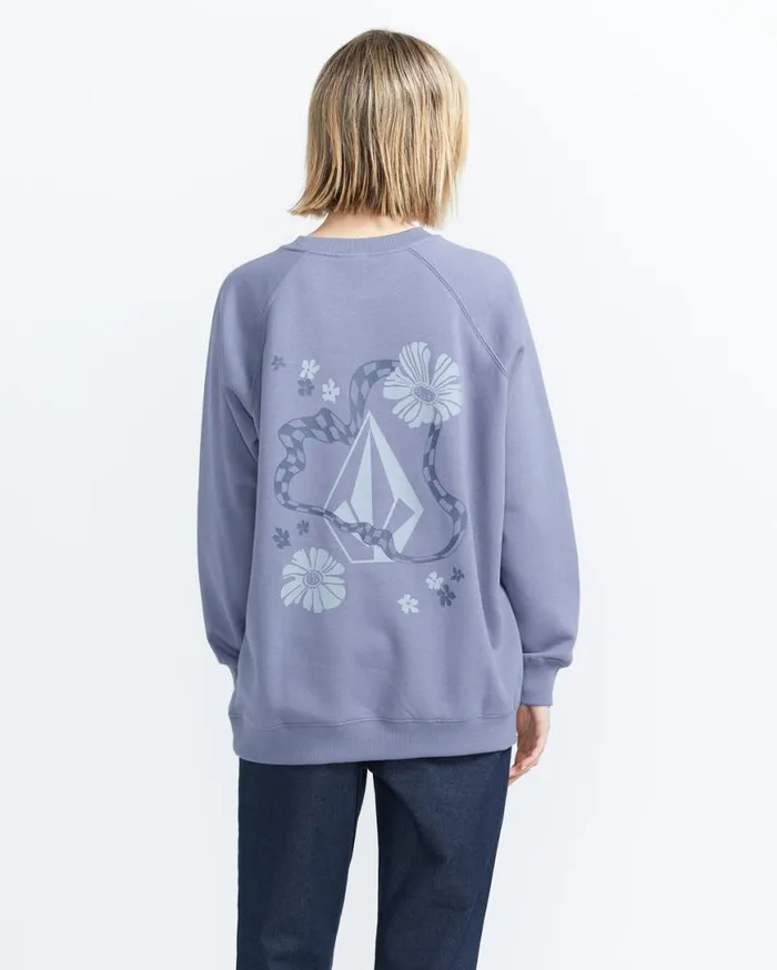 Stone Magic Boyfriend Crew Sweatshirt 8211 Denim Womens Volcom Hoodies and Sweatshirts