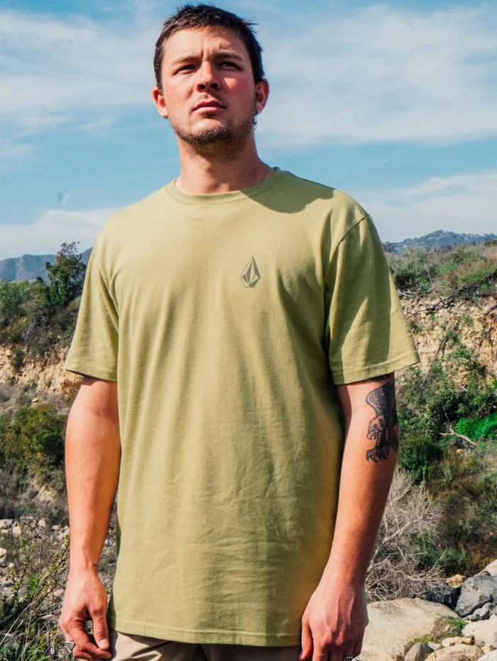 Stoneverse Crew Short Sleeve Shirt 8211 Vintage Green Mens Volcom Mountain Biking