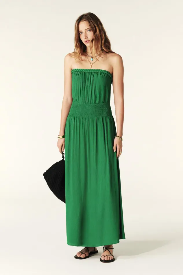 Strapless Dress Hambre Green Women Baandsh Dresses