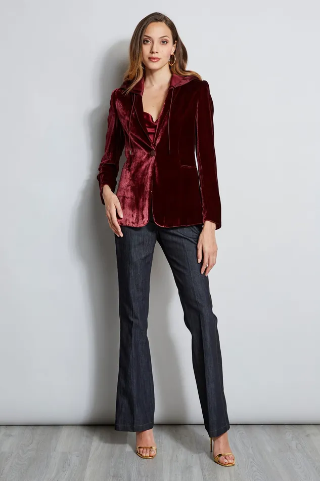 Suiting Women Elie Tahari Velvet Hooded Blazer MERLOT
