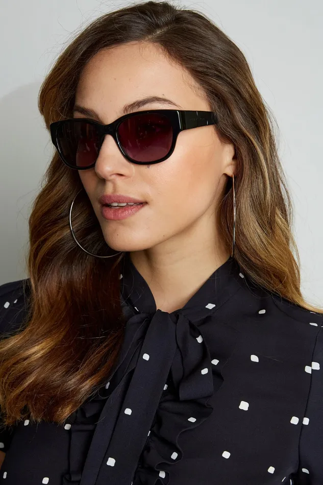 Sunglasses Women Elie Tahari Black Wayfarer Black
