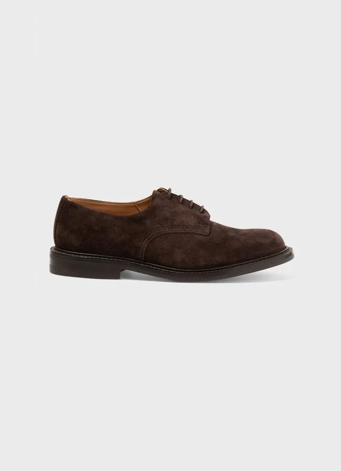 Sunspel X Trickers Suede Derby Shoe Brown Men SUNSPEL Shoes
