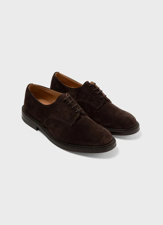 Sunspel X Trickers Suede Derby Shoe Brown Men SUNSPEL Shoes