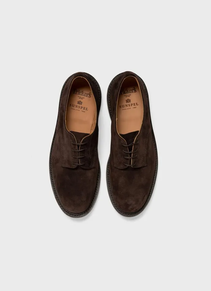 Sunspel X Trickers Suede Derby Shoe Brown Men SUNSPEL Shoes