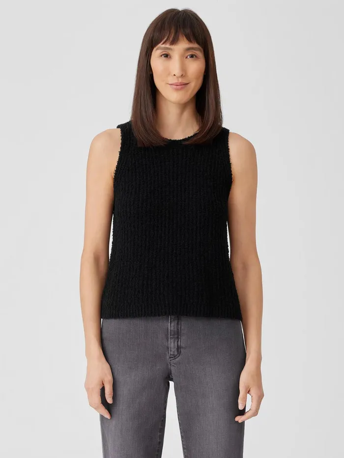 Sweaters and Cardigans Women Eileen Fisher Cotton Fluff Crew Neck Top Black