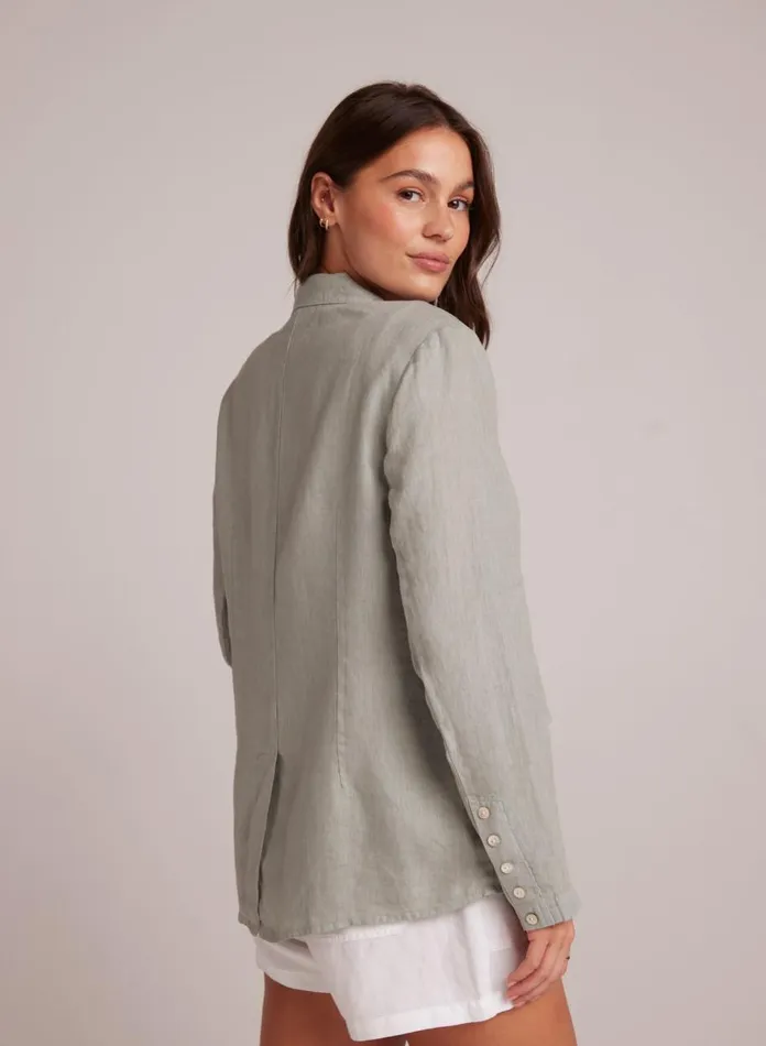 Sweaters and Jackets Women Bella Dahl Easy Linen Longline Blazer 8211 Oasis Green