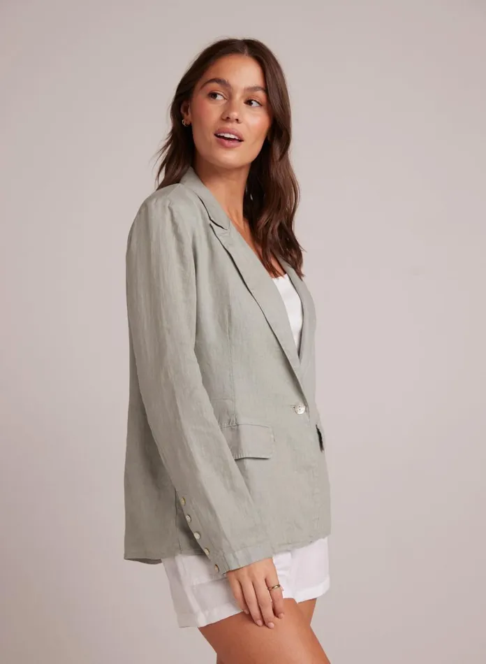 Sweaters and Jackets Women Bella Dahl Easy Linen Longline Blazer 8211 Oasis Green