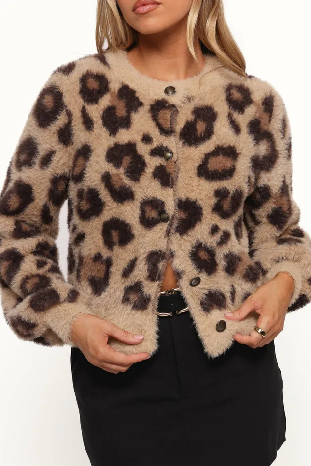Sweaters Kendall Leopard Print Button Front Cardigan Leopard 8211 Petal and Pup Women