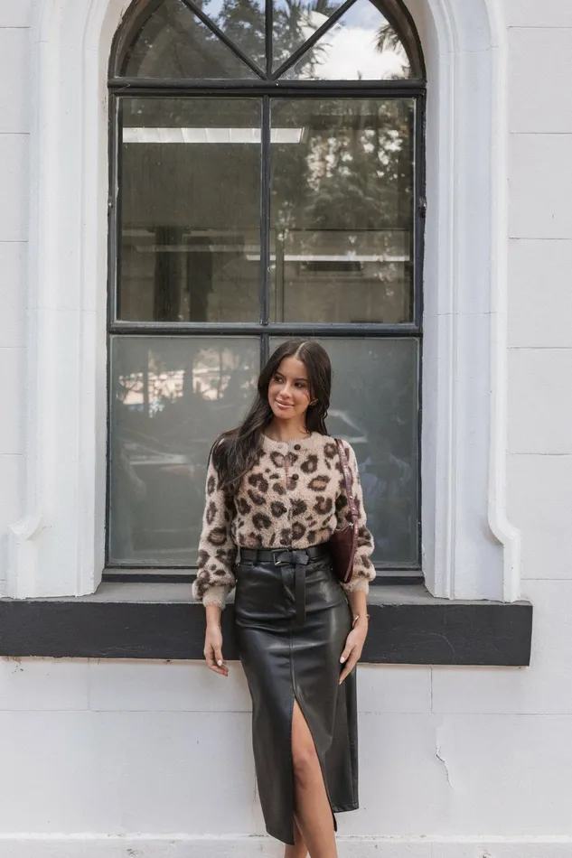 Sweaters Kendall Leopard Print Button Front Cardigan Leopard 8211 Petal and Pup Women