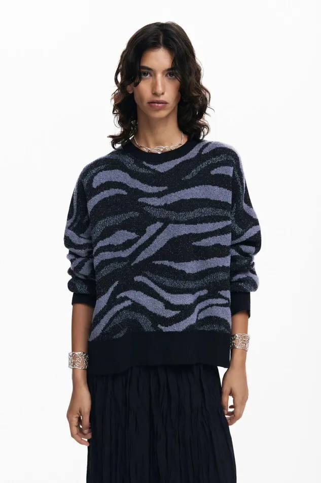 Sweaters Women Desigual Animal Print Sweater Black