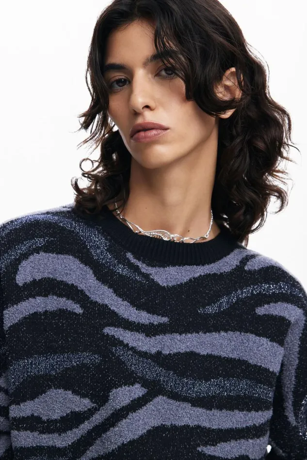 Sweaters Women Desigual Animal Print Sweater Black