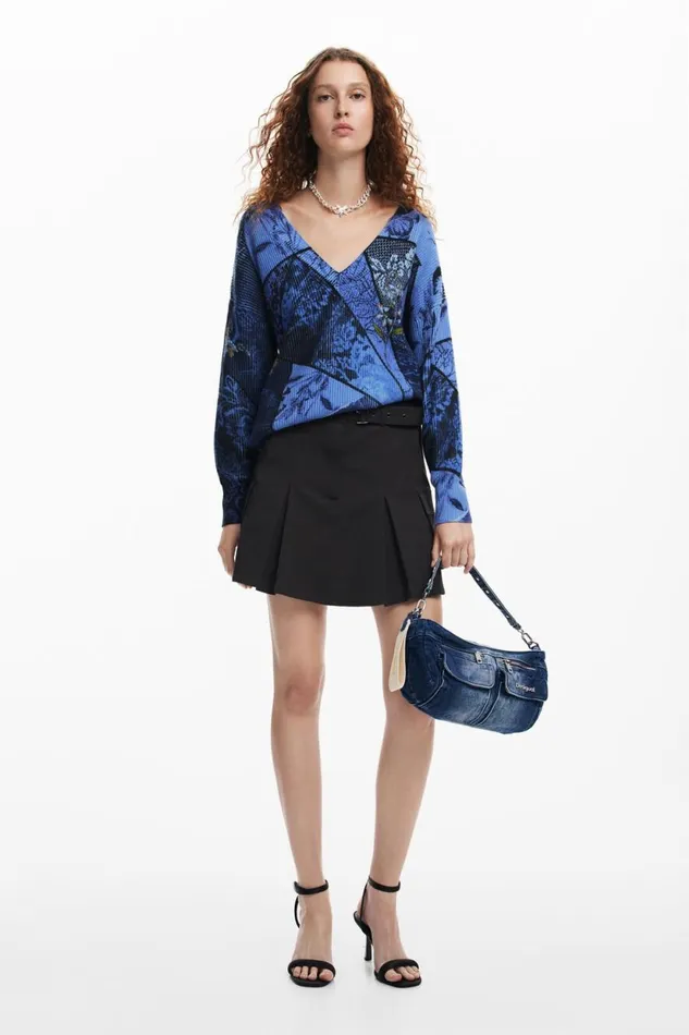 Sweaters Women Desigual Arty Print Sweater Blue