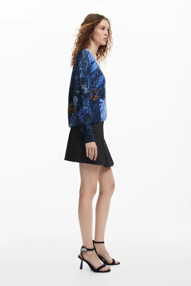 Sweaters Women Desigual Arty Print Sweater Blue