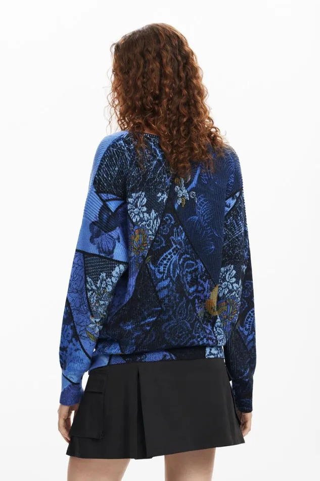 Sweaters Women Desigual Arty Print Sweater Blue