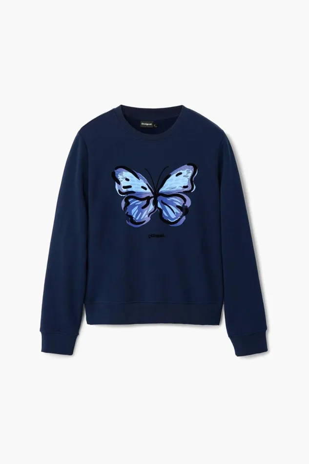 Sweaters Women Desigual Butterfly Sweatshirt Blue